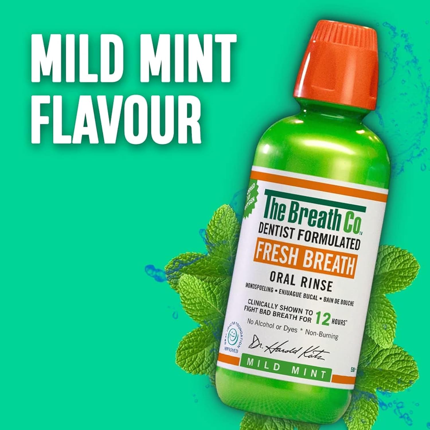 دهان شویه  خنک کننده  و ضد بوی بد دهان د برس کو The Breath Co. Mild Mint Mouthwash | Alcohol Free Oral Rinse for Fresh Breath & Healthy Gum Care | Fights Bad Breath | Dentist Formulated | 500ml