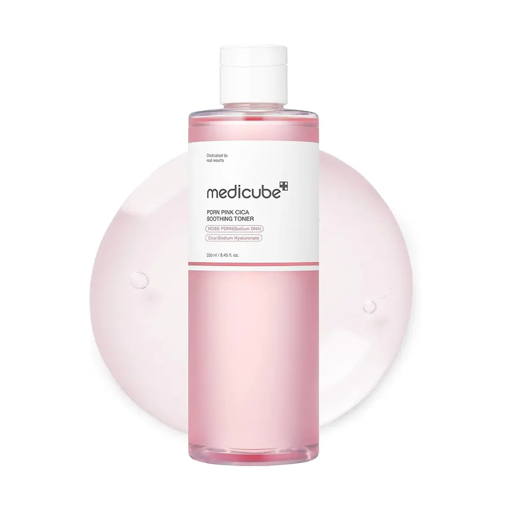 تونر صورتی تسکین دهنده و روشن کننده سیکا مدی کیوب MEDICUBE PDRN Pink Cica Soothing Toner