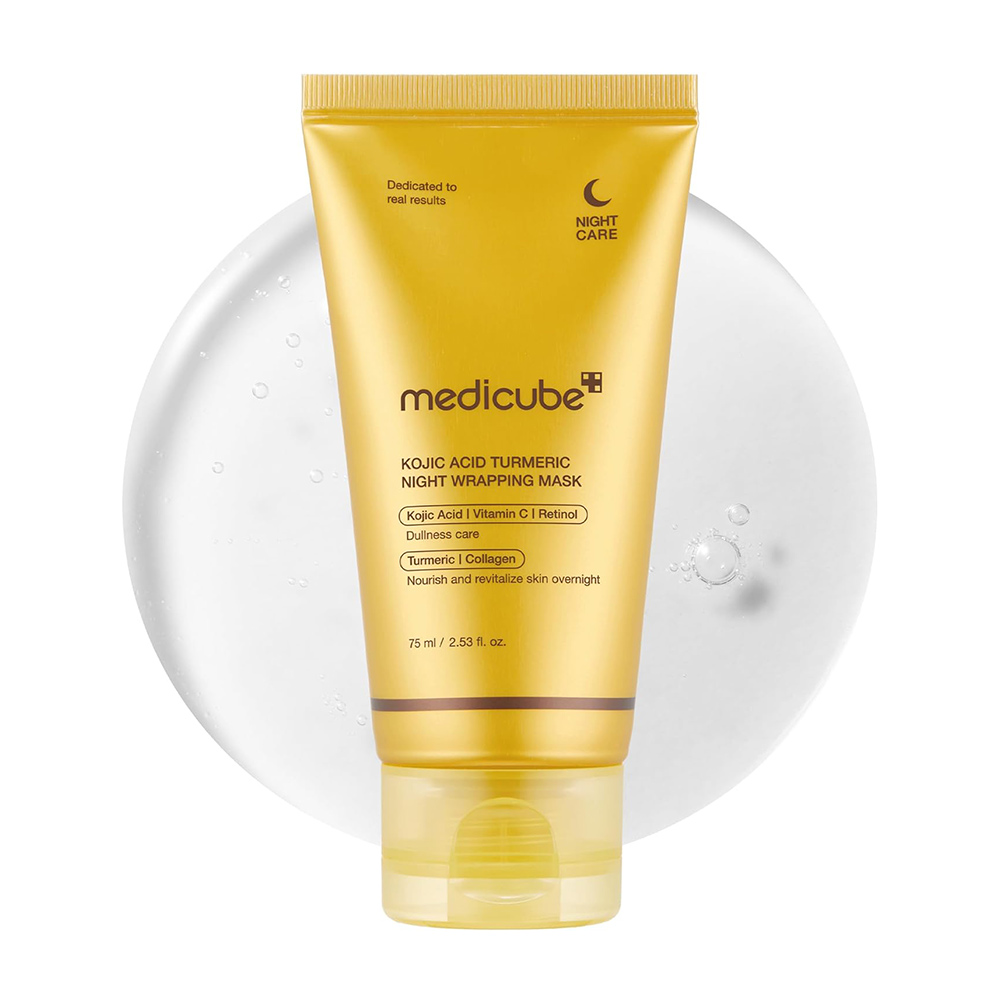 ماسک شب روشن کننده کوجیک اسید و زردچوبه مدی کیوب medicube KOJIC ACID TURMERIC NIGHT WRAPPING MASK - 75 ml