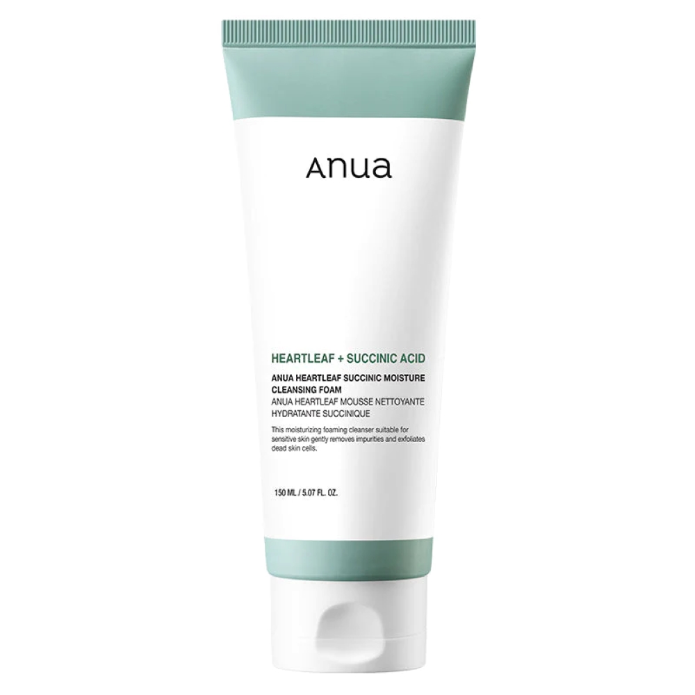 فوم شستشوی مرطوب‌کننده سوکسینیک اسید هارتلیف آنوا Anua Heartleaf Succinic Moisture Cleansing Foam