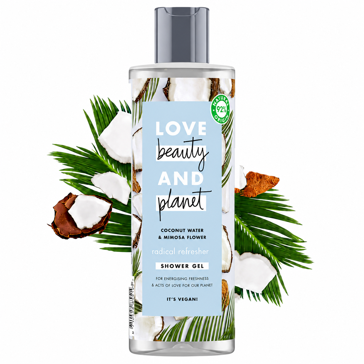 ژل دوش آبرسان نارگيل و گل ميموزا لاوبيوتي Love Beauty And Planet Coconut Water and Mimosa Flower Shower Gel 400 ml