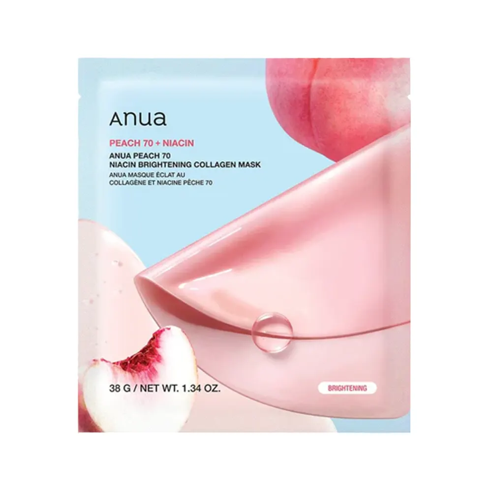 ماسک روشن کننده هلو و نیاسینامید آنوا ANUA peach 70 niacin brightening collagen mask